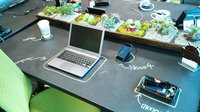 Chalkboard painted Desk at Google HQ